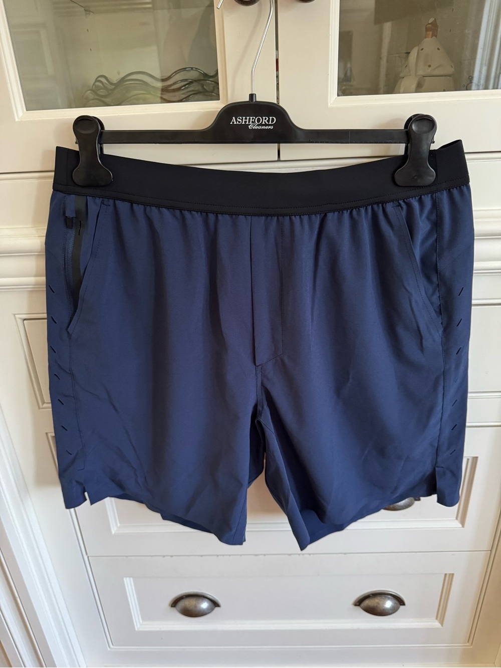 Men’s Ten Thousand Interval Unlined Short- Navy with Black Waistband Size XL